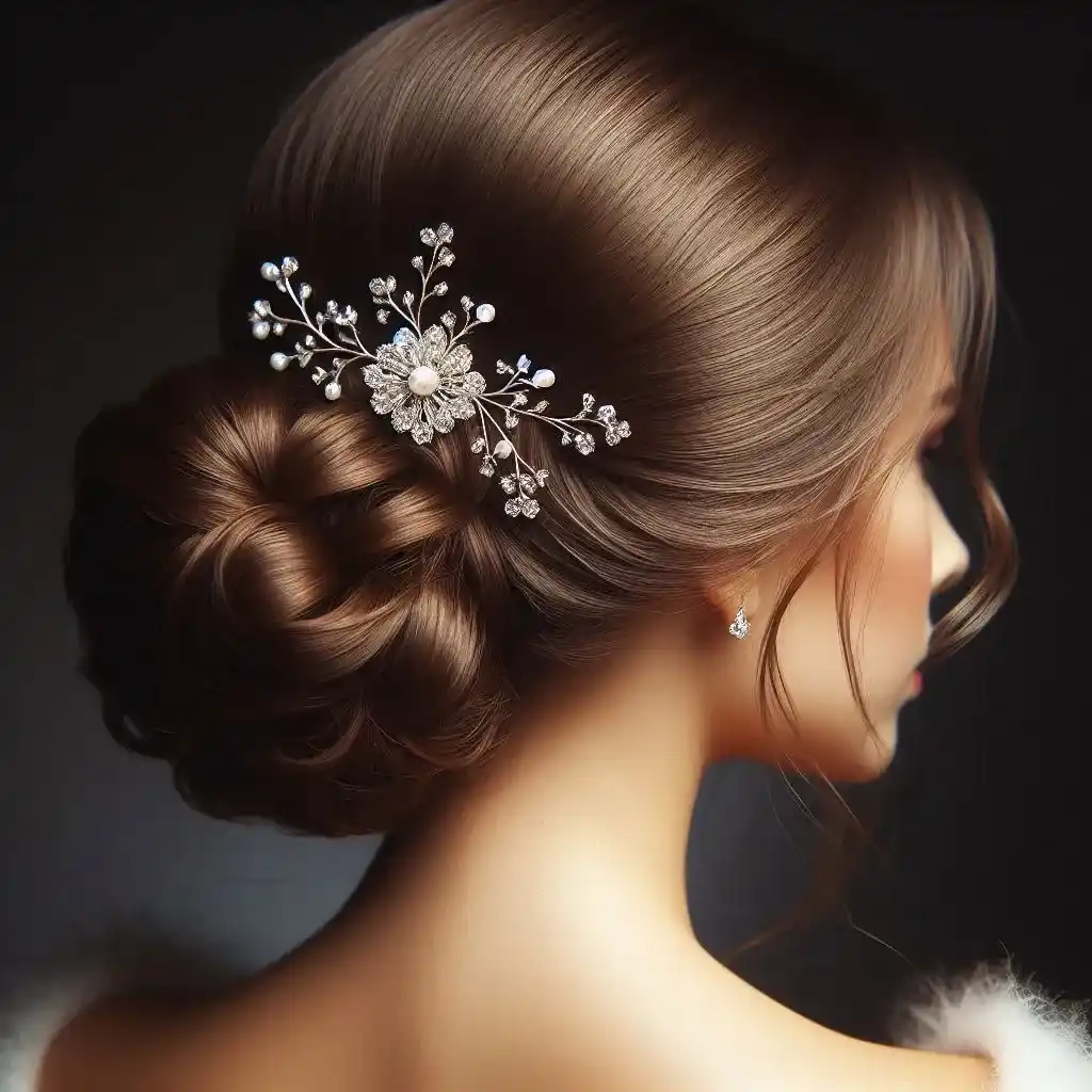 Side Bun with Decorative Pins