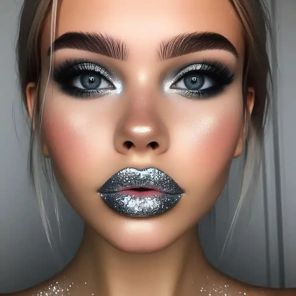 Silver Glitter Lips