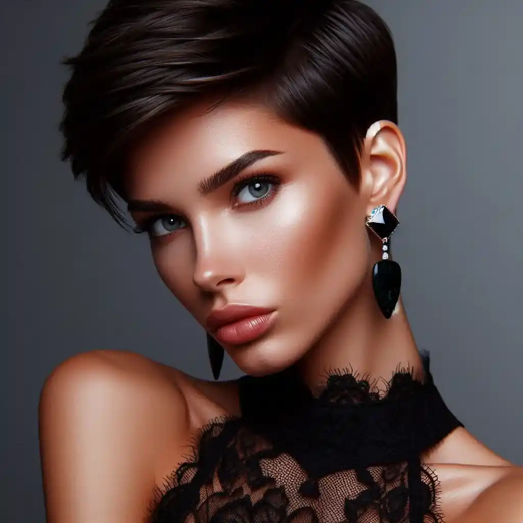 Sleek Pixie with Statement Earrings