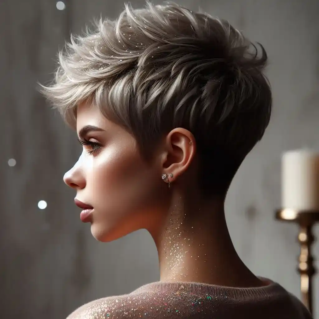 Textured Pixie with Glitter Spray