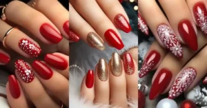 red christmas nails