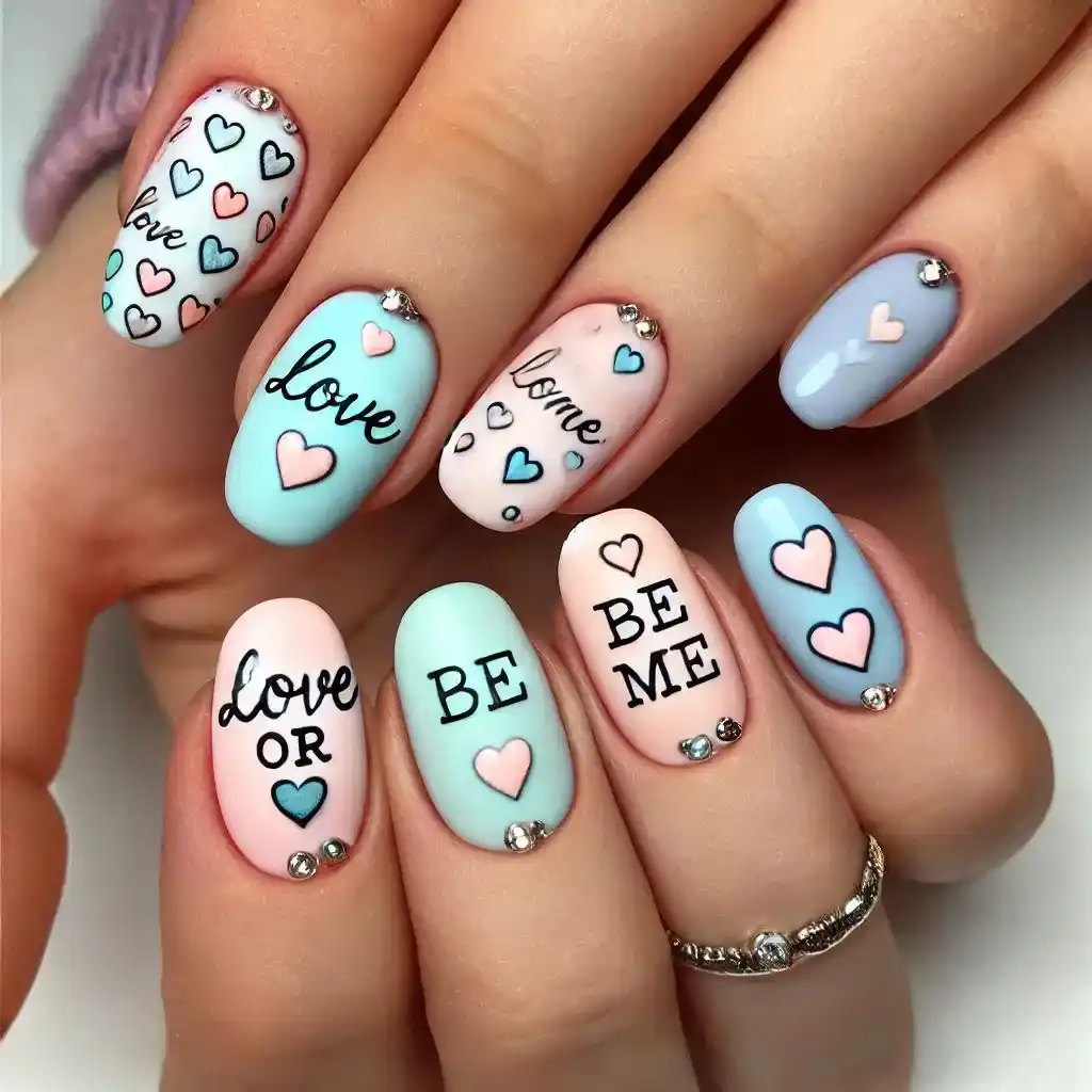 Candy Hearts Nails