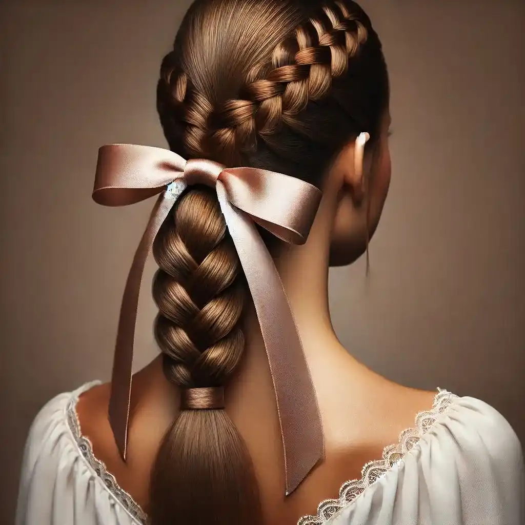 Cascading Ribbon Braided Ponytail