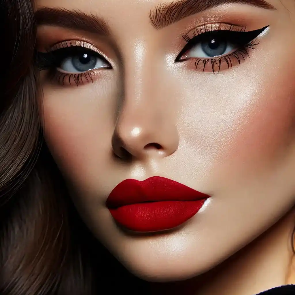 Classic Red Lip with Winged Liner