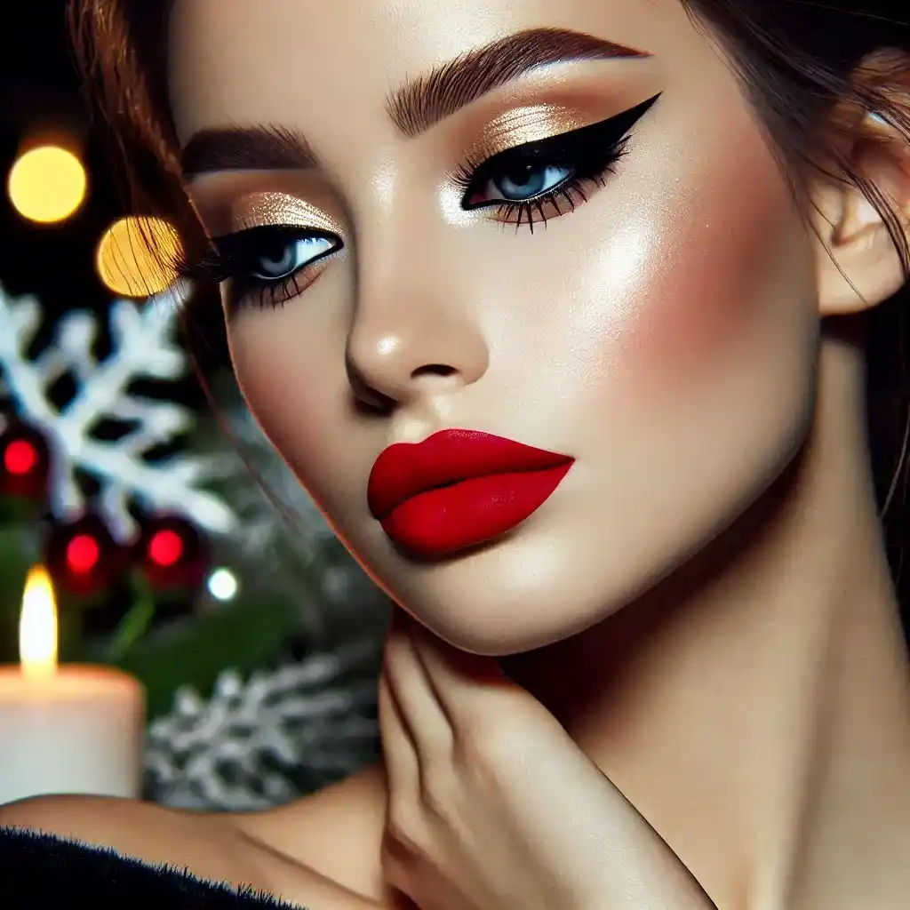 Classic Red Lips and Winged Liner