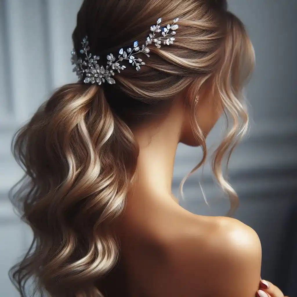 Embellished Low Ponytail with Soft Waves