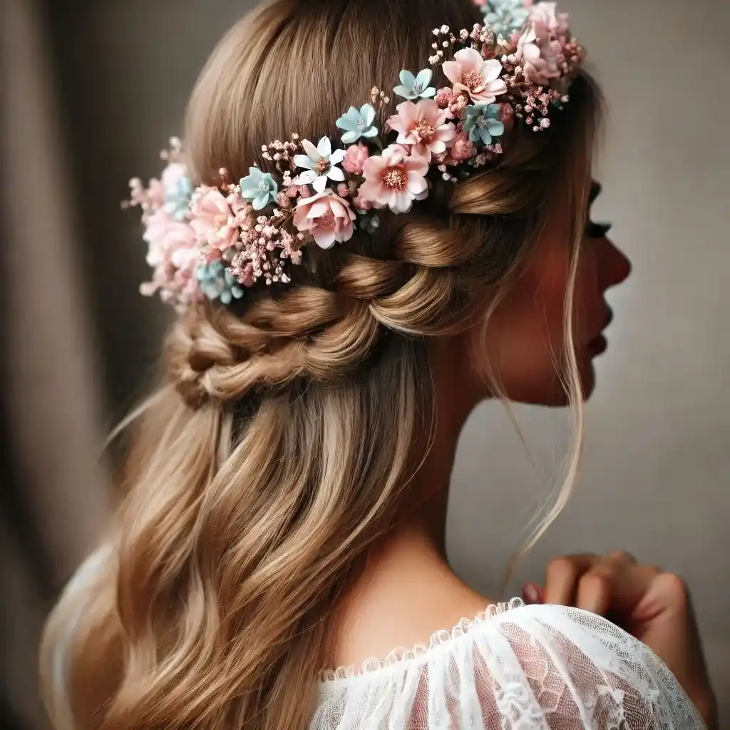 Floral-Accented Braided Crown