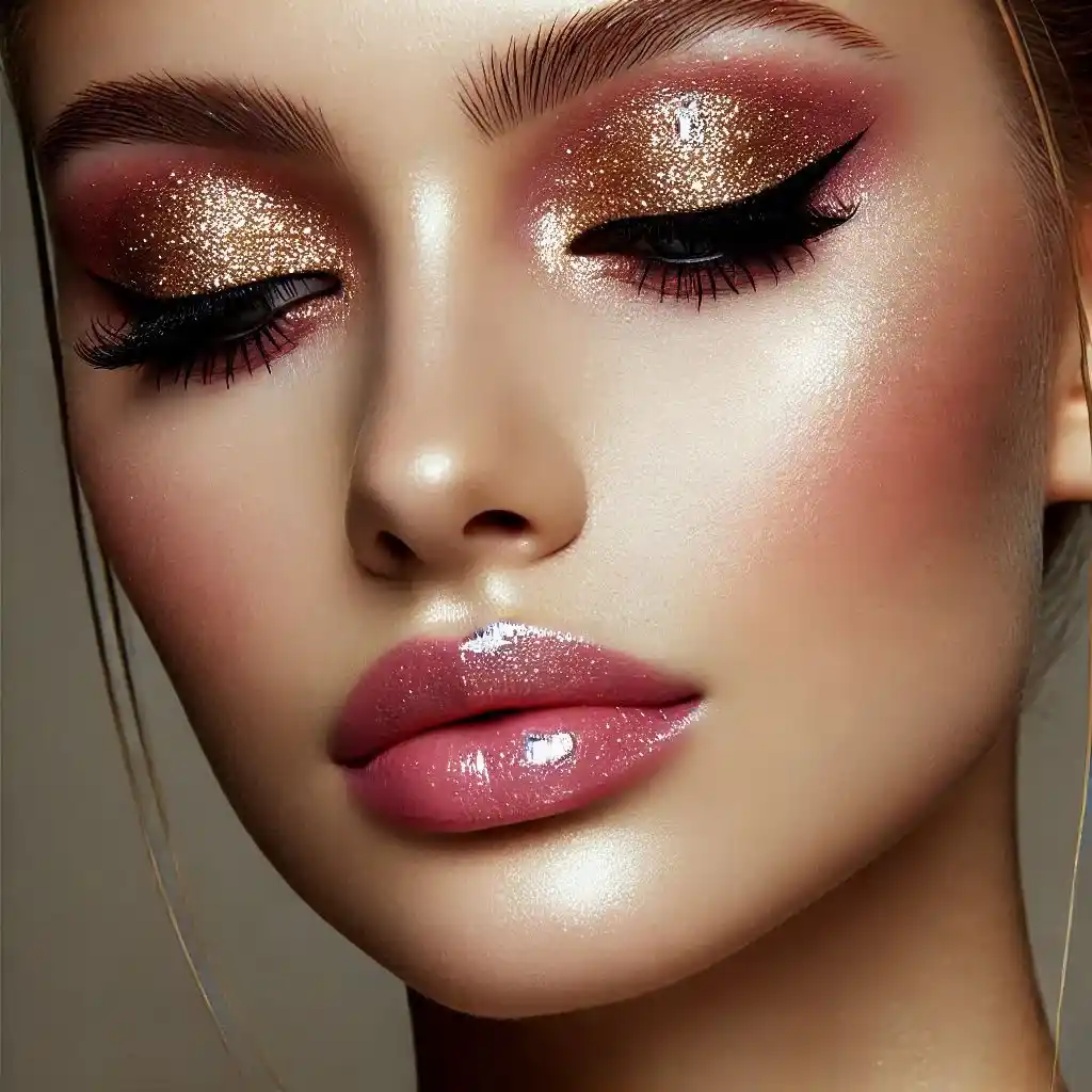 Glitter Lids with Glossy Lips