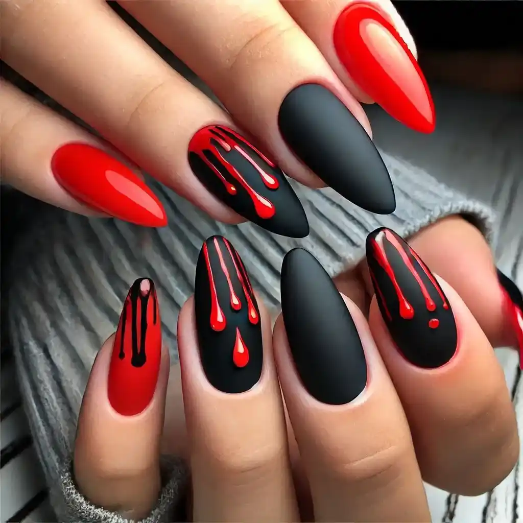 Matte Black with Blood Red Drips