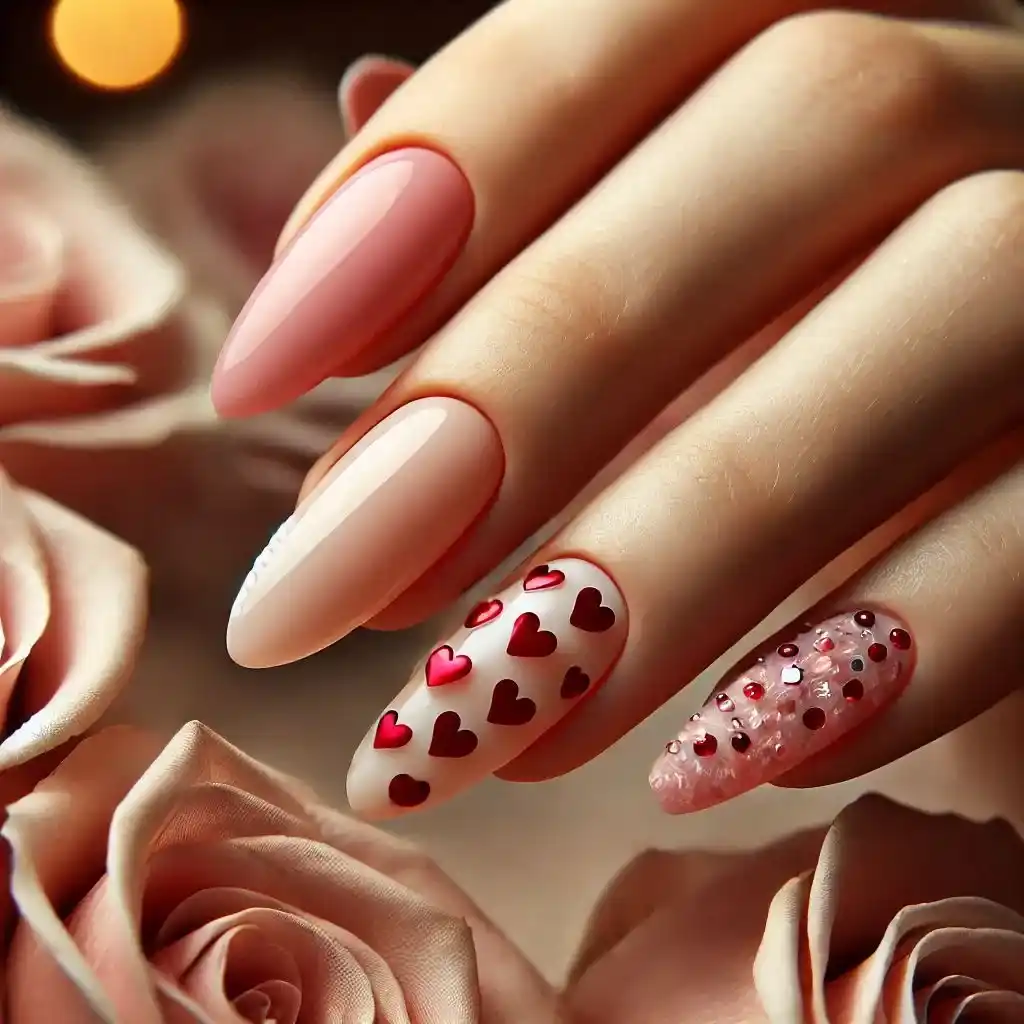 Minimalist Heart Tips Valentines Day Nails