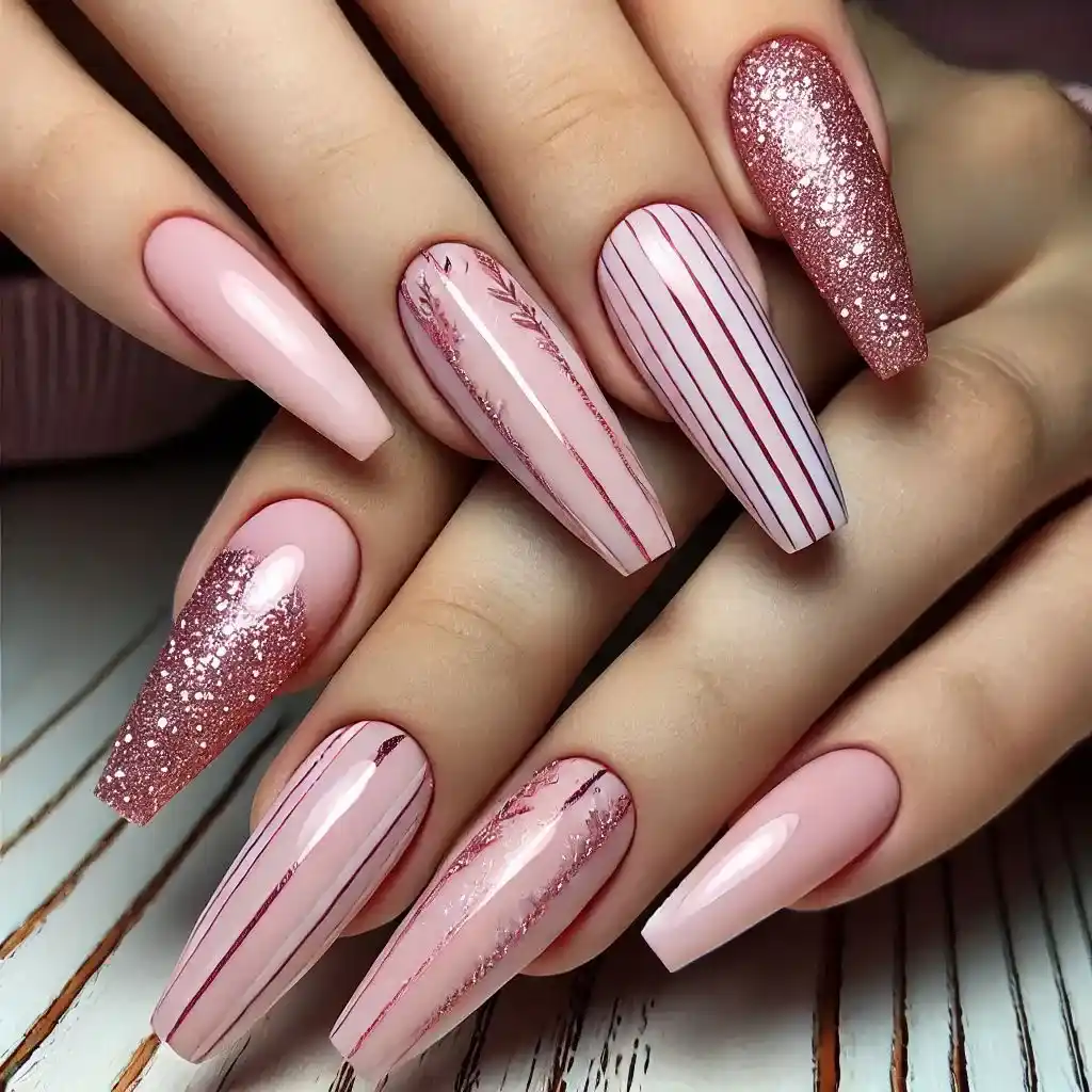 Pink Glitter Stripes