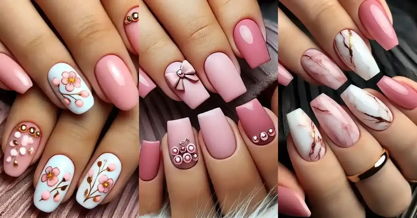 Pink Valentines Day Nails