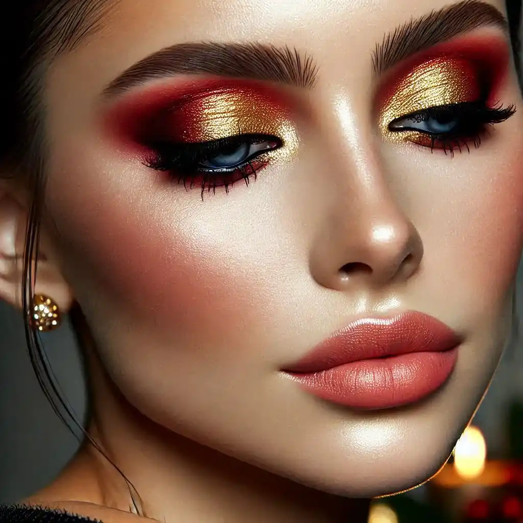 Red and Gold Eyeshadow