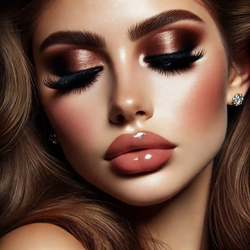 Smoky Brown Eyes with Nude Lips