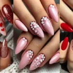 Sweet and Sophisticated Almond Valentines Nails to Steal Hearts