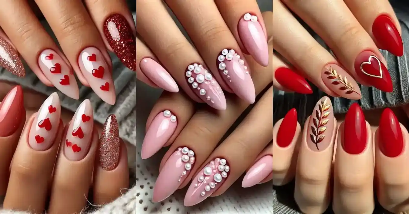 Almond Valentines Nails