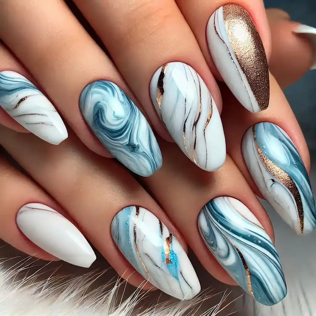 Blue Marble Nails