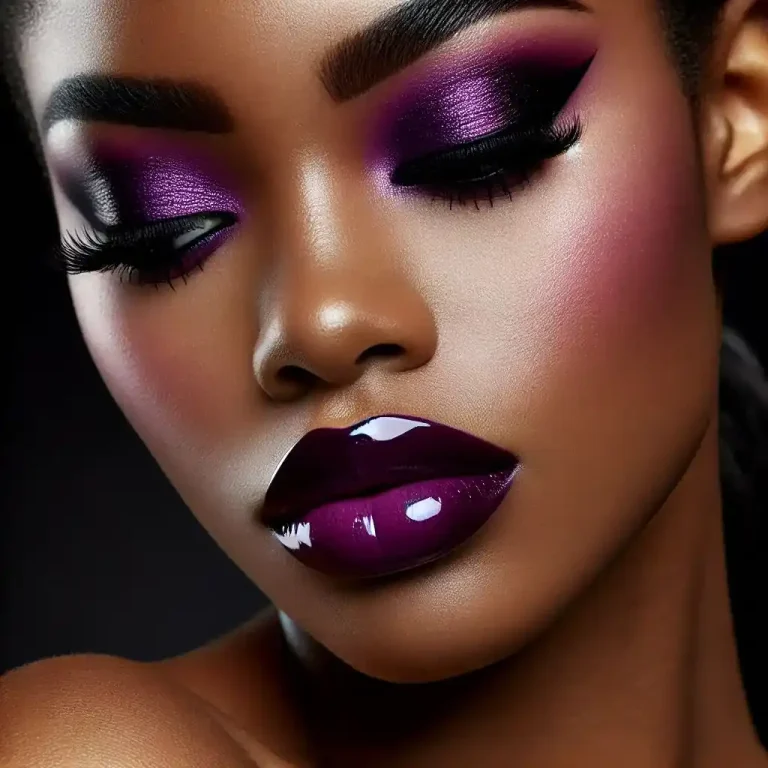 Bold Purple Eyeshadow & Glossy Lips