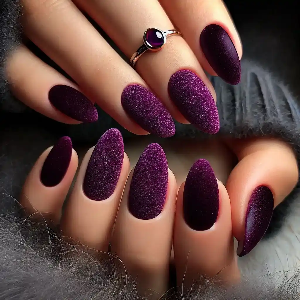 Dark Purple Velvet Nails