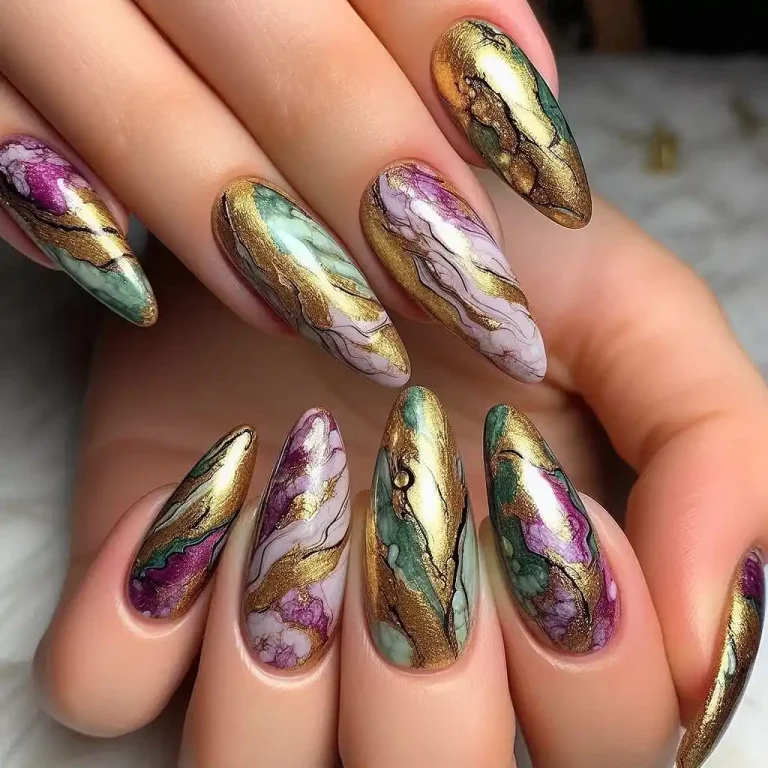 Gilded Marble Nails