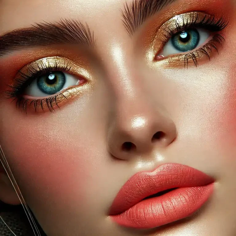 Golden Halo Eyes with Coral Lips