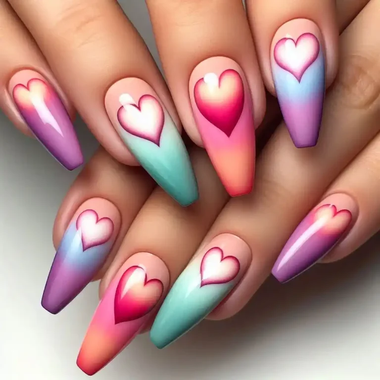 Gradient Heart Nails