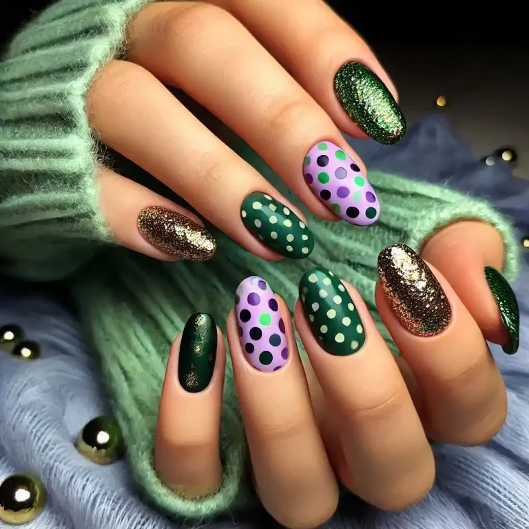 Green and Purple Polka Dots