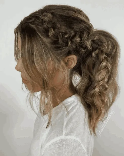 High Ponytail with an Inverted French Braid