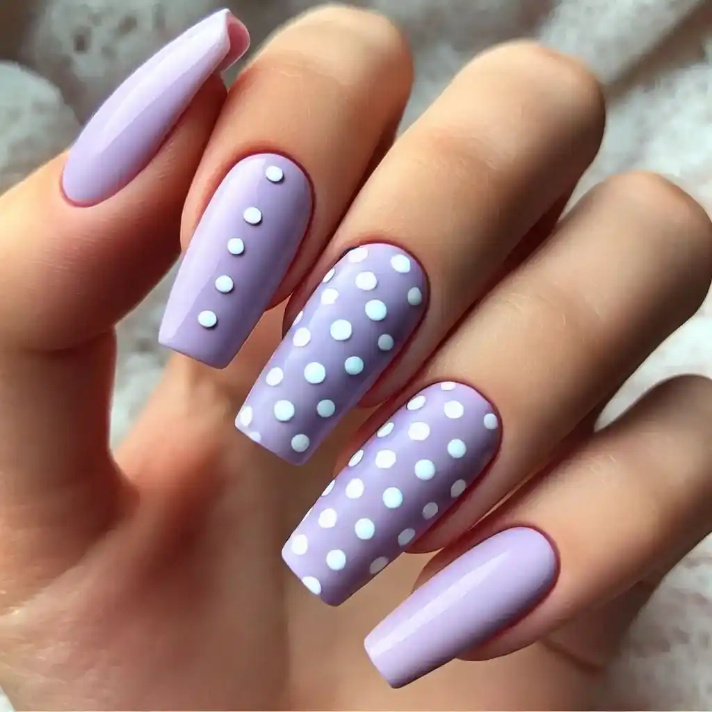 Lilac and White Polka Dots