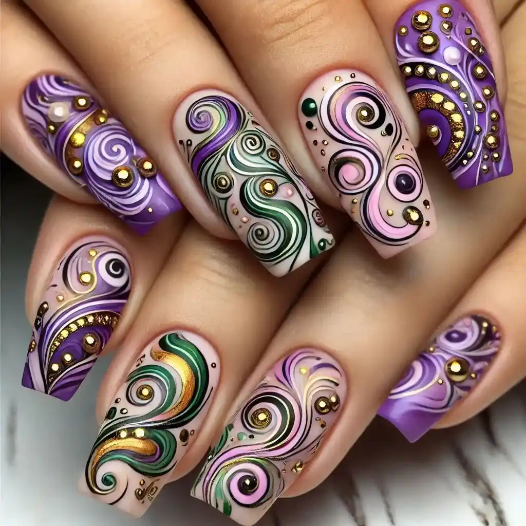 Mardi Gras Abstract Swirls