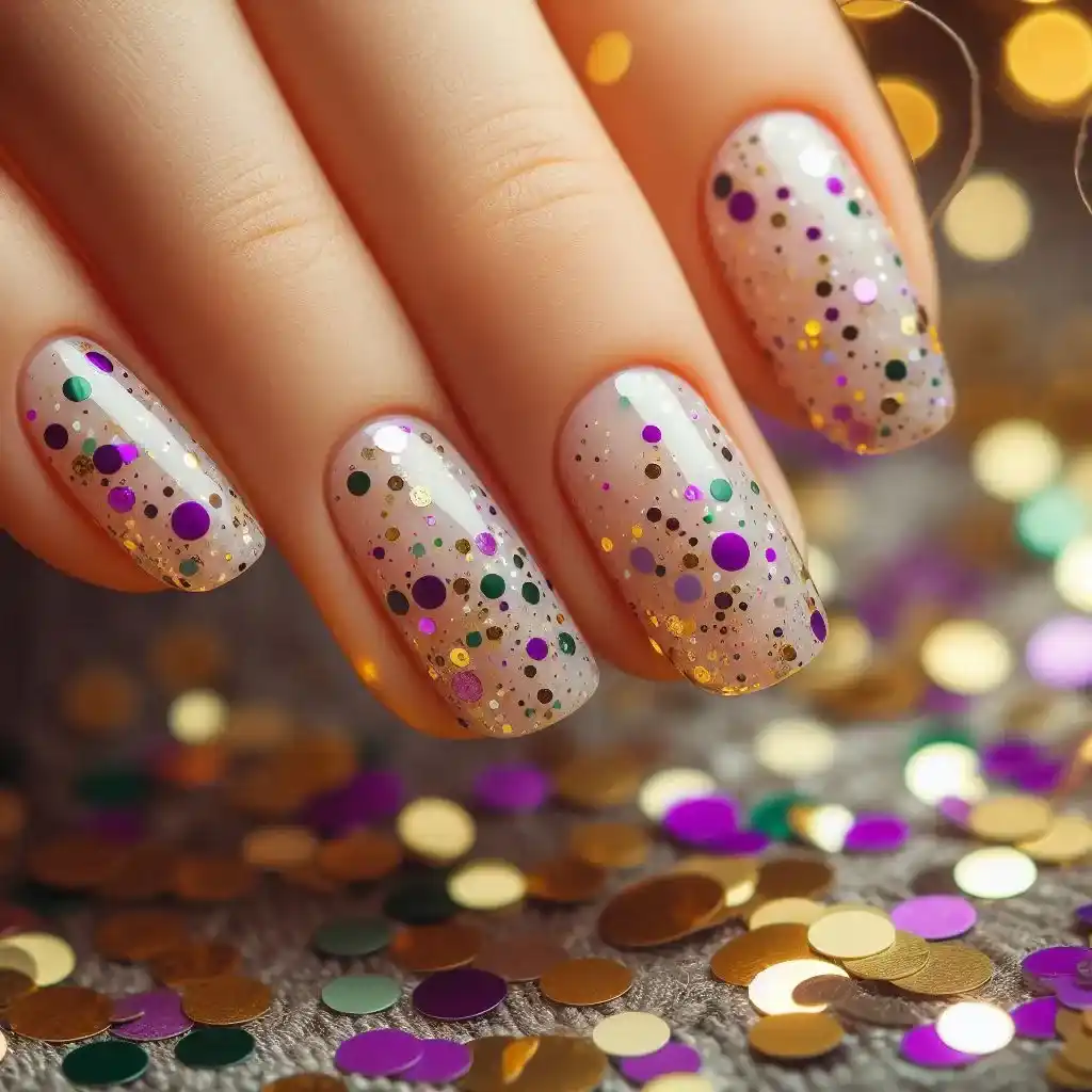 Mardi Gras Confetti Nails