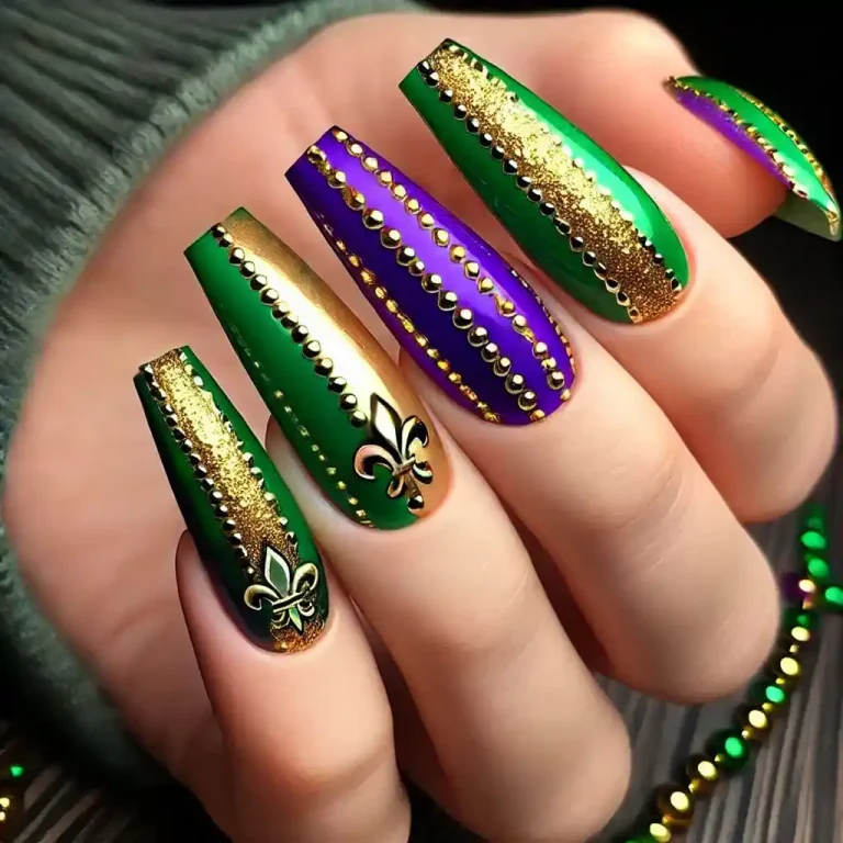 Mardi Gras Flag Nails