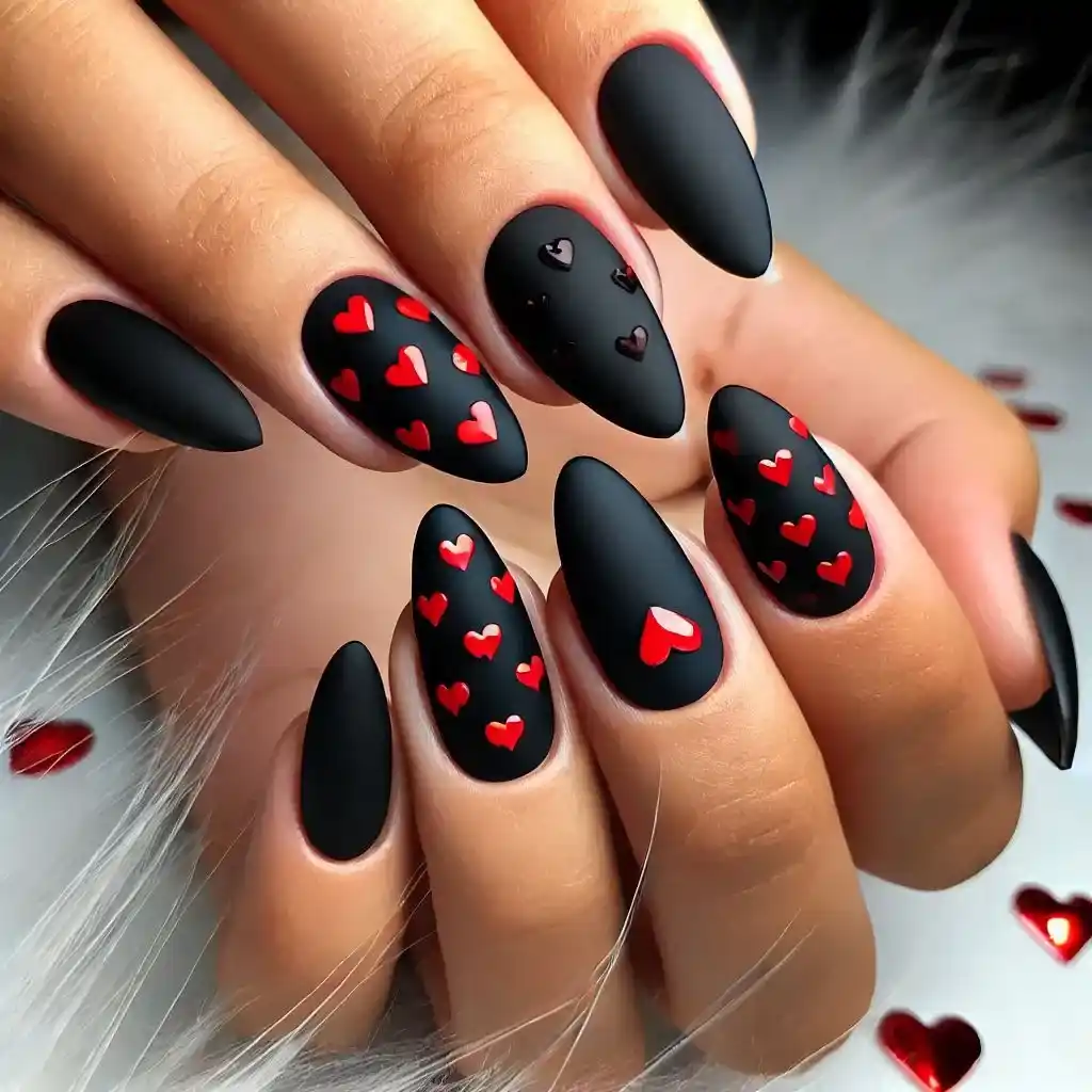 Matte Black with Red Heart