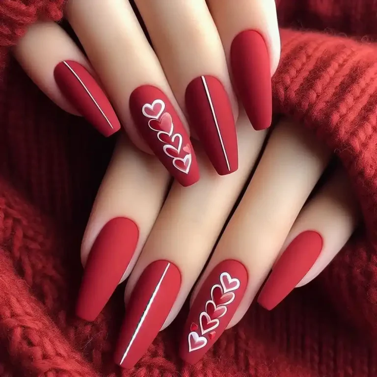 Matte Red with Glossy Hearts