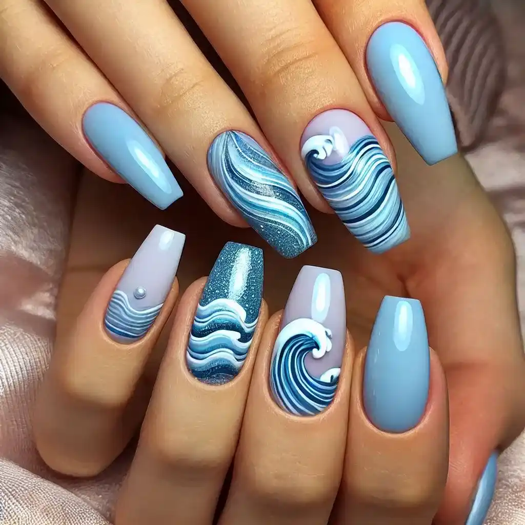 Minimalist Ocean Tide Nails