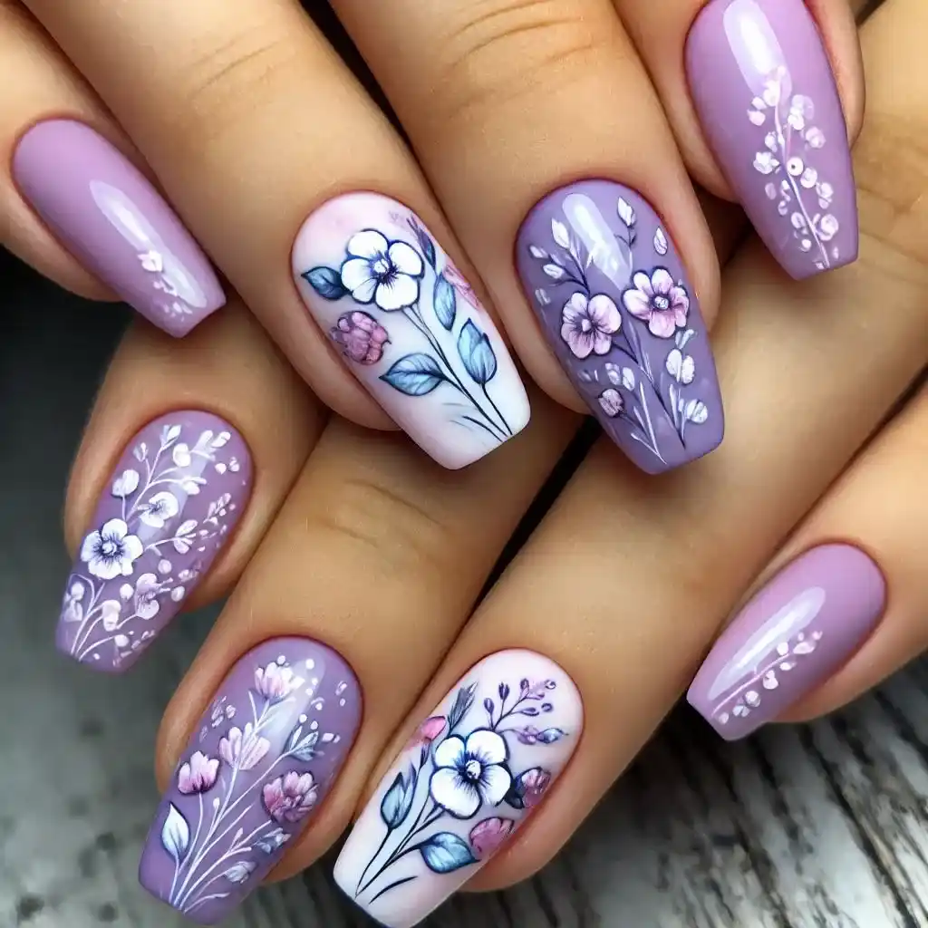 Pastel Purple with Floral Designs 