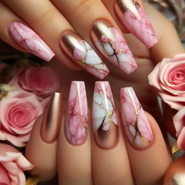 Pink Marble with Gold Veins