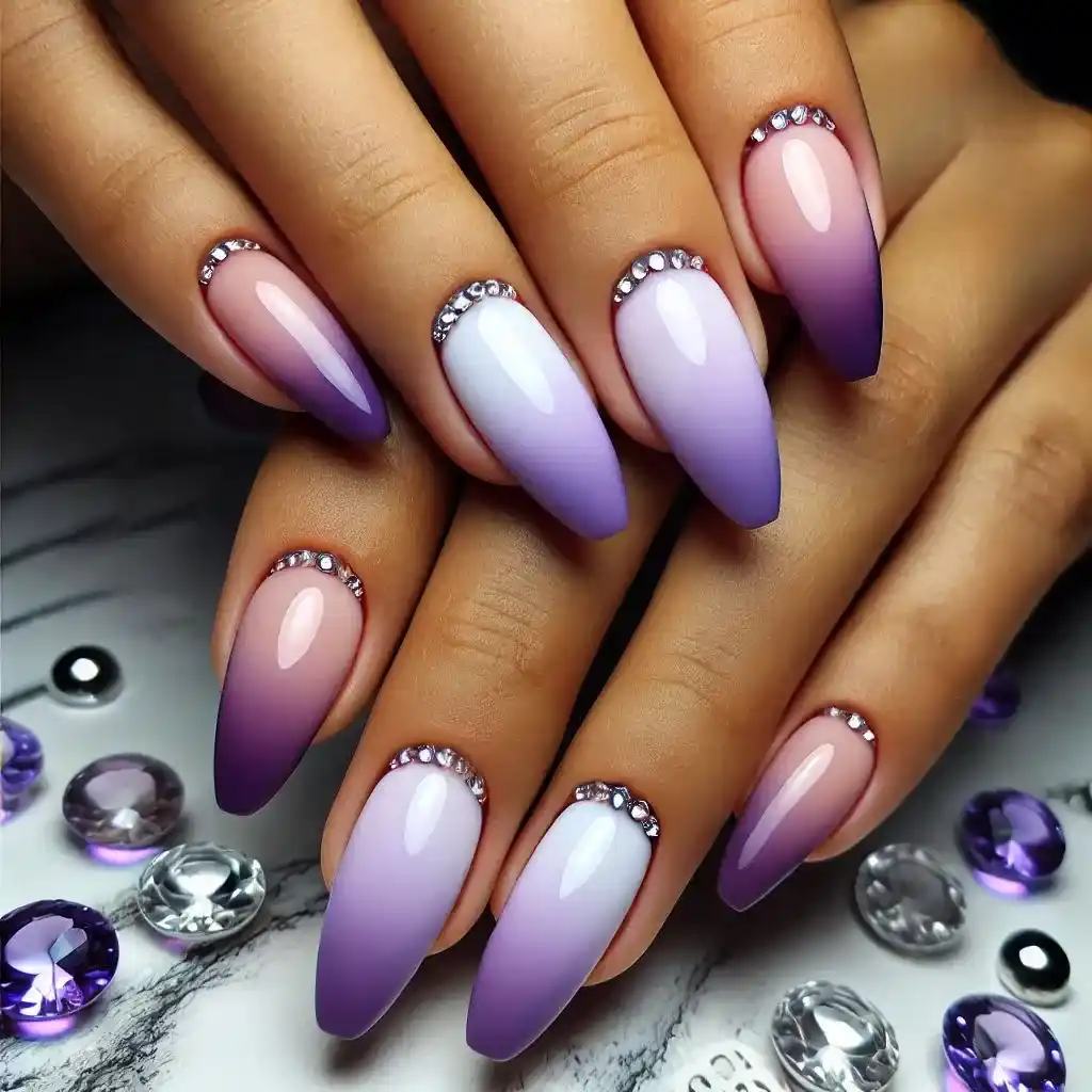 Purple Ombré with Rhinestones 