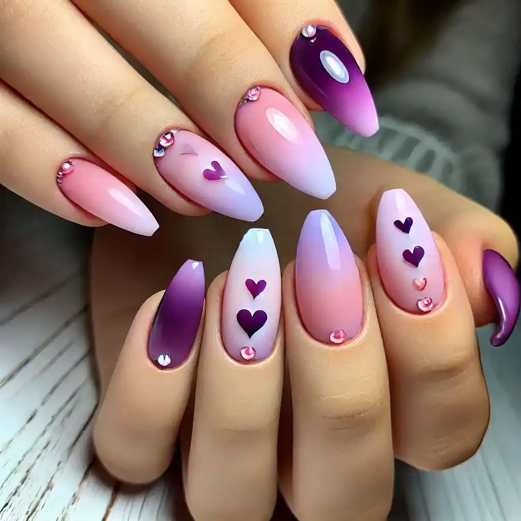 Purple and Pink Gradient with Heart Accents 