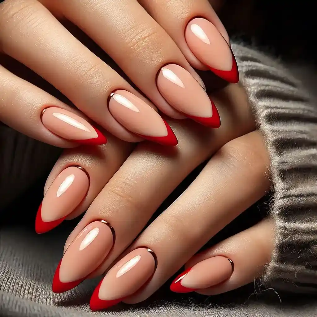 Red French Tips with a Twist