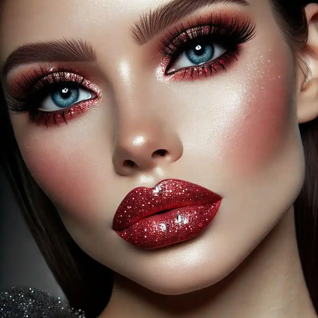 Red Glitter Lips 