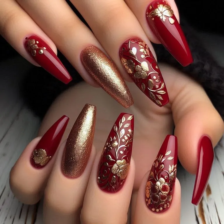 Red with Gold Leaf Detailing