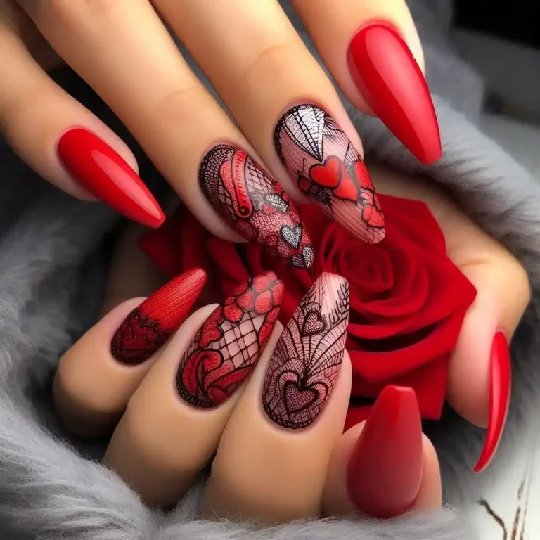 Red with Lace Design