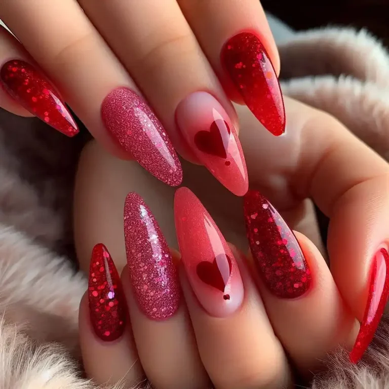 Red with Pink Ombré Glitter