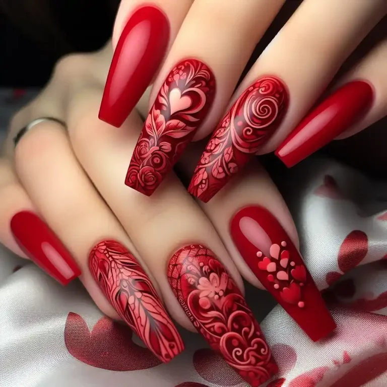 Red with Stamped Designs