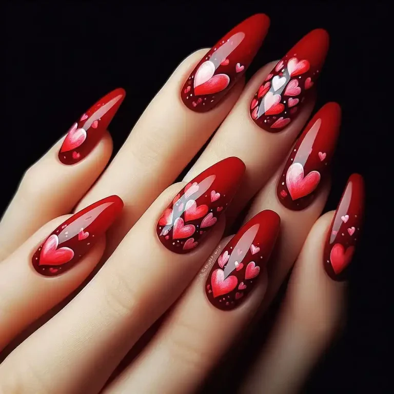 Red with Watercolor Hearts