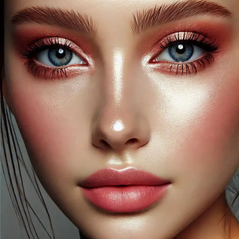 Rose Gold Eyes with Soft Pink Lips