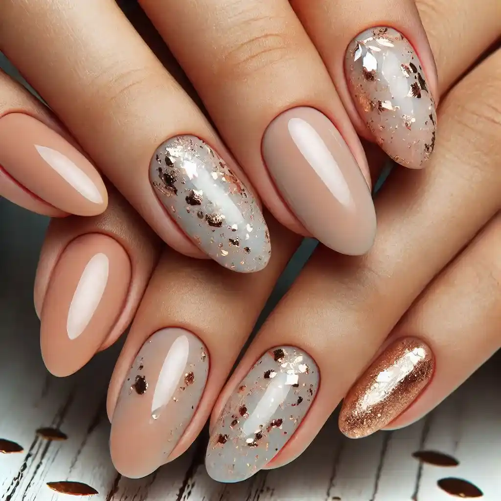 Sheer Nude with Gold Foil