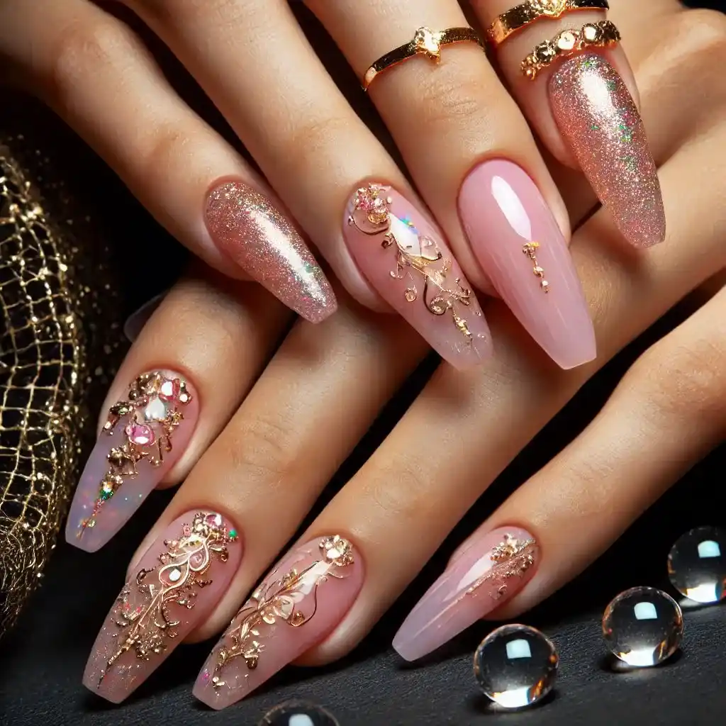 Sheer Pink with Gold Foil