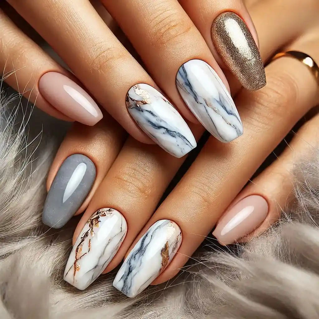 Subtle Marble Nails